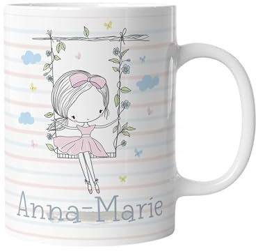 timalo® Prinzessin Kindertasse mit Namen bedrucken lassen | Personalisierte Tasse mit Wunschname für Kinder Geschenktasse | Mädchen Geschenk Fee | mug-ki-06