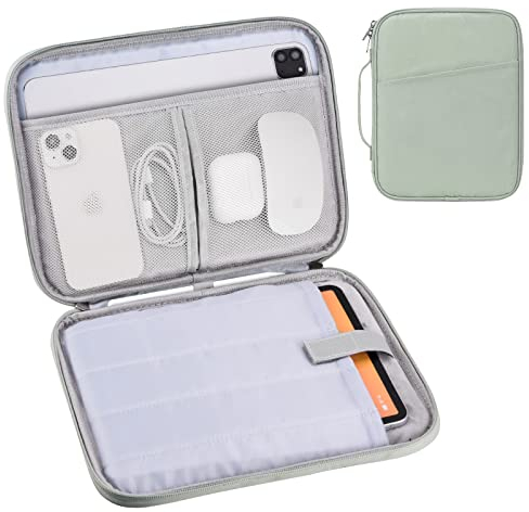 Funda de transporte acolchada para tablet de 9 a 11 pulgadas, para iPad Pro de 11 pulgadas y iPad 10.9 (10ª generación), Air y Galaxy Tab S9/S8 (verde menta-11)