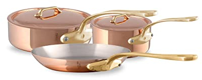 Mauviel M'Heritage 200B Batterie de cuisine 5 pièces Cuivre poli & Inox Poignées Bronze Fabrication Française