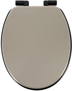 Abattant WC en Bois Beige ficelle et Noir avec frein de chute et kit de fixation - TENDANCE