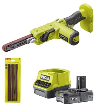Pack RYOBI Lime électrique 18V One+ R18PF-0 - Kit 3 bandes abrasives - 1 batterie 2.0Ah - 1 chargeur