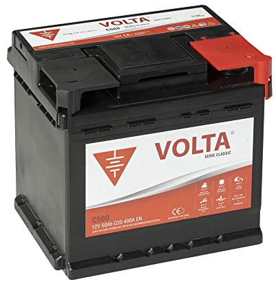 Bateria de Coche Classic 50Ah 400A - Borne +Dcha - Medidas Largo 207 x Ancho 175 x Alto 190 mm con 2 años de Garantía - Fabricación Europea.