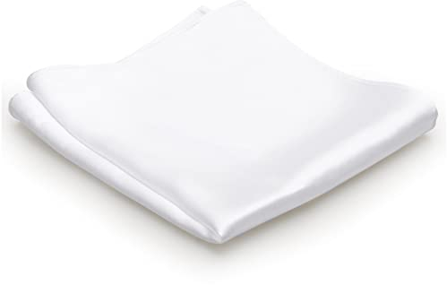 Mr.Van 100% Seide Einstecktuch für Herren, Elegant, Weiß, Weich, 35 * 35 cm, 16,5 Momme Seideneinstecktuch Einfarbig Uni