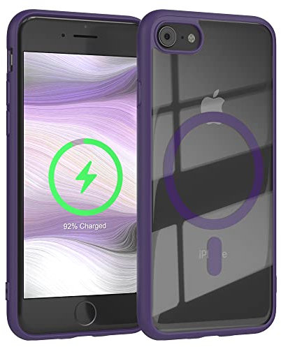 EAZY CASE Crystal TPU Hülle kompatibel mit iPhone SE (2022/2020) / iPhone 8/7 kompatibel mit Qi-Charging, Silikon mit Kameraschutz, Handyhülle, Silikonhülle, Cover, Durchsichtig, Transparent/Lila