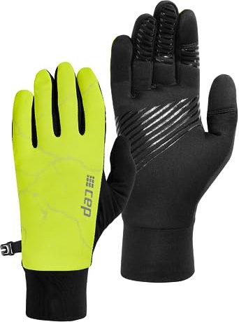 CEP Reflective Gloves Gelb-Schwarz - Reflektierende warme Laufhandschuhe, Größe L - Farbe Black - Neon Yellow