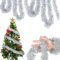 12M Weihnachten Lametta Girlande, Metallische Lametta Girlanden, Weihnachtsschmuck, Weihnachtsbaum Hängende Dekorationen Für Weihnachten, für Weihnachten Party Indoor und Outdoor Dekoration(Silber)