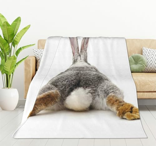HGOD DESIGNS Isolierte Decke mit grauem Kaninchen, weich, bequem, für Sofa, Stuhl, Bett, Büro, 130 x 150 cm