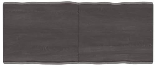 TANZEM Tablero Mesa Madera tratada Roble Borde Natural Gris 140x60x6cm, Encimera Cocina, Tableros De Madera, Table Salon, Encimera De Madera