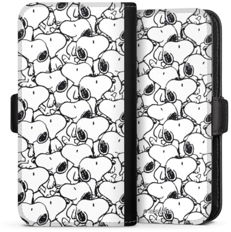 Flip Case kompatibel mit Apple iPhone 13 Handyhülle aus Kunst Leder schwarz Klapphülle Snoopy Muster Peanuts