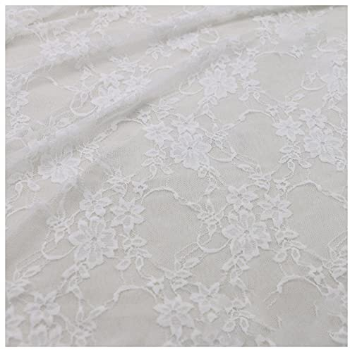 NIANTONG 150 cm Breit Spitze Stoff Meterware Zum Nähen Für Nähen Handwerk Hochzeit Deko Party DIY Crafts Meterware Verkauft(Color:Original weiß)