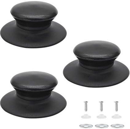 Desenda 3pcs Pot Lid Knobs Universal Replacement Pan Lid Cover Knob for Kinds Kitchen Cookware Pot Lids (Black)
