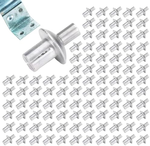 Goowafur Aluminium-Kernnieten mit rundem Kopf (50/100 Stück), Aluminium-Spreiznieten mit Schlagtyp, Aluminium-Kernnieten mit halbrundem Kopf für Zuhause