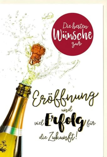 Skorpion Karte Eröffnung Geschäft Korken knallt aus Champagnerflasche - mit Umschlag