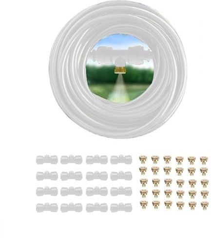 VOLWCO Kit Nebulizador Terraza Jardín, Boquilla Kit de Riego Automático, Sisteme de Nebulización Refrigeración, DIY Enfriamiento Nebulizadores (Size : 6M(19.6ft)-6 nozzles)