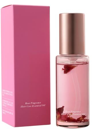 Huile de soin pour les cheveux à la rose, parfum de rose, rend les cheveux souples, éclatent et brillent et ne se cassent pas facilement, convient aux cheveux crépus et permanents (rose, 12,5 x 4 cm)