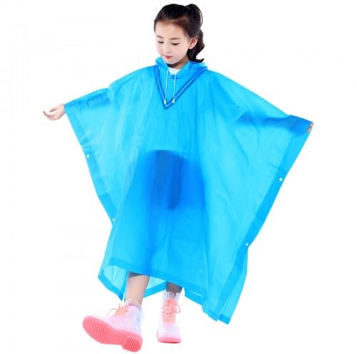 Chstarina Poncho Imperméable Enfant, Cape de Pluie Réutilisable et Portable, Pliable pour Garçons Filles, Idéal pour Vélo, Randonnée, Camping, Cyclisme, Voyage