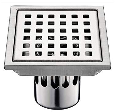 JXIPANUL Desagüe de Suelo de Rejilla Simple de 15x15cm, escurridor de Flujo Grande de Acero Inoxidable, desagüe de Ducha Cuadrado, Rejilla de residuos con colador de Pelo