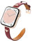 Astorgos Bracelet en Cuir Mince Compatible avec Apple Watch Series 9 8 7 6 5 4 3 2 1 SE SE2 38/40/41mm, Bracelet de Remplacement en Cuir Véritable pour Femmes, Rouge Vin/Or Rose