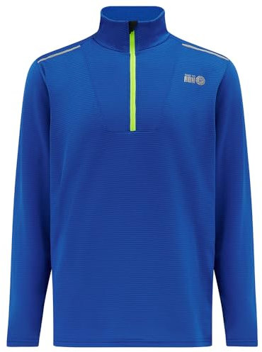 Time To Run Men's Long Sleeve Quick Dry Thermal Lightweight Grid Zip Neck Running/Training/Warm Up/Sports/Fitness Top Medium Barents Blue