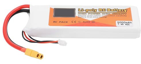 Batterie Lipo 7.4V 5000mAh 40C, Prise XT60 2S, Rechargeable pour Drone de Course RC, Haute capacité, Haute Performance