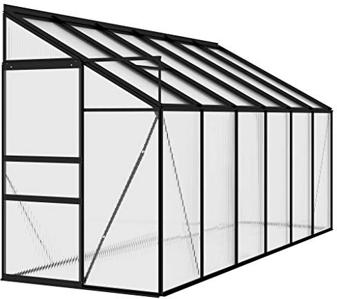 HOVOTHY 4,6 m² Serra da Giardino con Telaio di Base 242x190x195 cm Serra per Piante Alluminio Rinforzato Greenhouse Grande Capacità Serra Orto Resistente ai Raggi UV Isolamento Termico