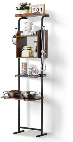 VEVOR Pet Feeding Station with Storage, Elevated Dog Bowls, Raised Dog Bowl Stand, Dog Food Storage and Feeder Station with Storage Shelves, Pet Toy Storage Organizer, for Large Medium Small Dogs