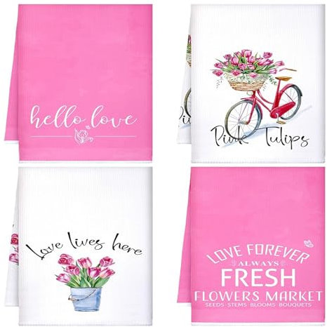 Cosiesnest 4 PCS Kitchen Towel 40 * 60cm Tea Towels for Kitchen Soft Absorbent Quick Dry Dish Towel Bar Towels for Home Pub Accessories