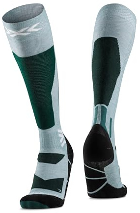 X-Socks Snowboard Discover OTC – Hochleistungs-Snowboardsocken mit O-Ring-Bandage – Ultimativer Komfort, Unterstützung & Stabilität beim Snowboarden & Wintersport - Salbeigrün/Englischer Rasen, 35-38