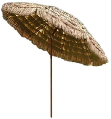 Generisch Parasol de plage hawaïen en paille pour terrasse et jardin, pliable et réglable, 160cm/63in