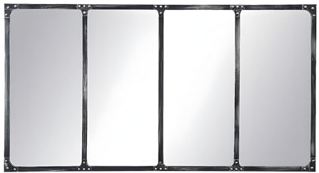 Vente-unique-Specchio finestra L. 140 x H. 75 cm in Ferro Nero effetto antico industriale - MAASTRICHT