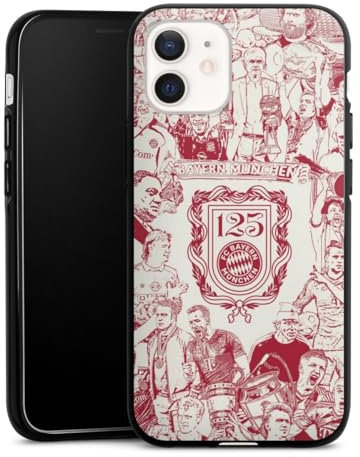 Silikon Hülle kompatibel mit Apple iPhone 12 Case schwarz Handyhülle FCB 125 Jahre FC Bayern München Offizielles Lizenzprodukt