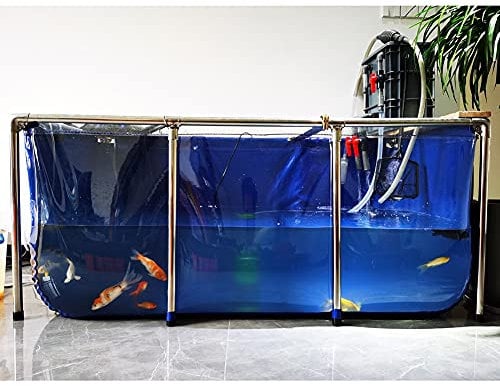 DECAKE Aquarium-Poolteich, großer Aquarium-Poolteich mit transparentem Sichtfenster, Schaubecken für die Koi-/Goldfischzucht, PVC-Leinwand mit Stahlrahmen, großer Fischteich im Freien