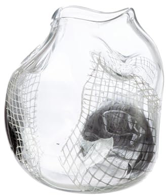 Vase en Verre - Grid - Transparent, Noir teinté dans la Masse - Hauteur : 22 cm - Vase de Table étanche