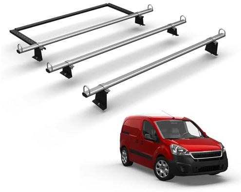 Van Demon 3 Bar Roof Rack for Peugeot Partner (2008-2018) Steel Roof Bars with Rear Ladder Roller