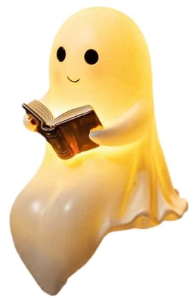 Pavsicgn Geisterlampe Halloween Deko Led-Gespenst, Nachtlicht Geist Ghost Reading Book Lamp, Light Up Ghosts Statue Night Light House Mantel Für Zimmer