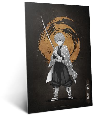Displate Metallposter Demon Slayer - Heroes Hashira - Zenitsu Agatsuma Plakat - Wandbilder Anime Deko Bilder für Manga Wohnzimmer Schlafzimmer - Geschenk - Wanddeko Poster 32 cm x 45 cm