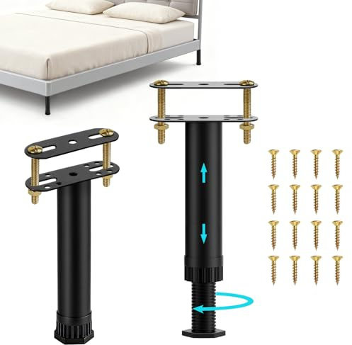 AWBEOT 2 Pièces Pied de Lit Reglable en Hauteur Pieds de Lit 18-30 cm Pied Sommier à Lattes Réglable Pieds de Meuble Reglable pour Lattes pour Sommier Pieds de Support pour Cadre de Lits Central