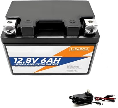 BOGJFC Batteria LiFePO4 12.8V 6Ah Per Moto Scooter 50 a 125CC Con BMS 110x70x80mm 32700