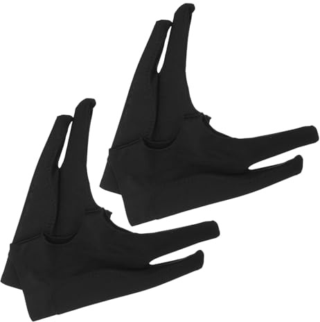 Künstlerhandschuh für Präzise Kontrolle aus Gewebe Zweifinger 4 Stück-pack | Schwarz, für Kalligraphie und Skizzieren, Antischmierend, Universelle Passform, Geeignet für Touchscreens