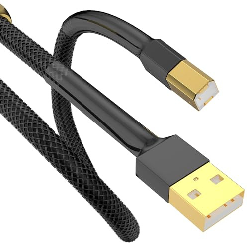 Tertullus USB A auf USB B Audio Kabel DAC Druckerkabel Audiophil 2.0 Typ A auf Typ B OTG Drucker Kabel Für Dac Und Computer, Soundkarte, Decoder, Verstärker, Digitalplayer-Schwarz - 1 Meter