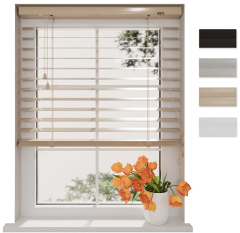 DTCH® Aluminium Jalousie innen, Taupe, 140 x 180 cm | 50mm Lamellen, feuchtigkeitsbeständig, mattes Aluminium, Sicht- und Sonnenschutz, Lichtregulierung, Breiten bis 240 cm