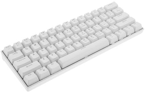 KONTONTY Clavier avec Rétroéclairage RGB Filaire 61 Touches Blanc Gamer Mécanique Design Ergonomique Compatible PC et Laptop pour Gaming et Travail