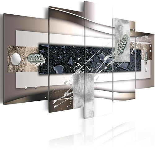 B&D XXL Acrylglasbild Abstrakt 200x100 cm 5 Teilig Wandbild auf Acryl Glasbilder Kunstdruck Moderne Acrylglas Platte Wanddekoration Geschenke Heimdekoration Glasbild Texture Kugeln Feder bunt