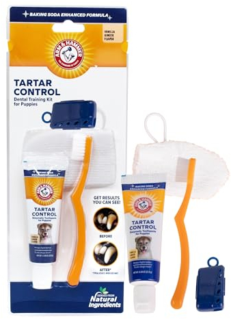 Arm & Hammer for Pets Tartar Control Dental Training Kit for Puppies | Toothbrush, Toothpaste, & Fingerbrush | Vanilla Ginger, Puppy Training Kit