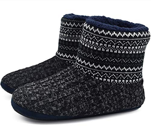 KuaiLu Pantofole Stivaletto Uomo Invernali Chiuse Babbucce Memory Foam Alte Pantofole Stivali Inter Casa Comode Calde Pelose Ciabatte Stivaletti Peluche Lana Cotta Slippers Antiscivolo nero Bianco 47