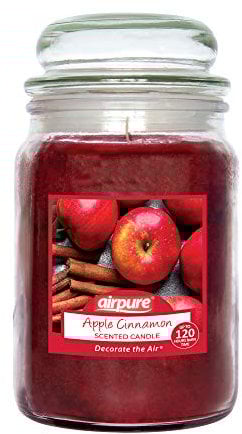 AIRPURE Large Candle Scented, Apple Cinnamon Fragrance, 18oz Jar, 120 Hour Ornamental Candles, Fill The Room with a Warm and Homey Fragrance, for The Bedroom, Bathroom, Family Room or Office