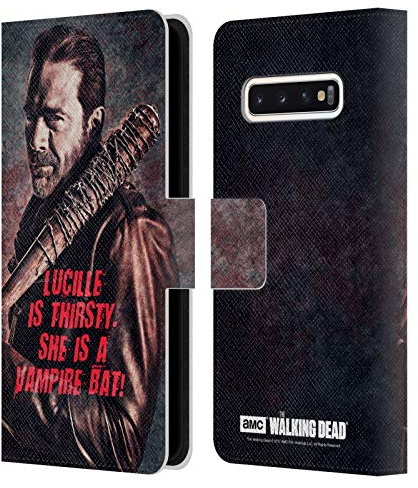 Head Case Designs Offizielle AMC The Walking Dead Lucille Vampir Fledermaus Negan Leder Brieftaschen Handyhülle Hülle Huelle kompatibel mit Samsung Galaxy S10