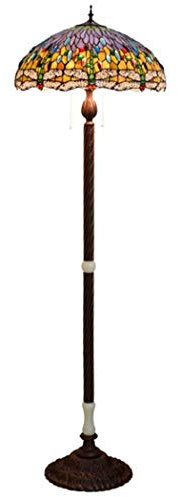 Yjmgrowing Lampadaire de Lecture de Style Tiffany Lampes à Poser sur Pied en Verre teinté Libellule Rétro éclairage de Chevet de Chambre à Coucher de Salon de 20 Pouces,E27 × 3,40W (50 * 166CM)