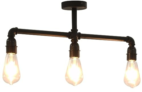 vidaXL Deckenleuchte Hängelampe Pendelleuchte Hängeleuchte Pendellampe Deckenlampe Wohnzimmer Lampe Leuchte Schwarz 3xE27-Fassungen Metall