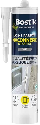 Bostik Mastic d’Étanchéité Joint Parfait Maçonnerie et Portes – Jointe Tous Matériaux et Colmate les Fissures – Intérieur et Extérieur Sous Abri – Formule Acrylique – Couleur : Gris – 280 ml